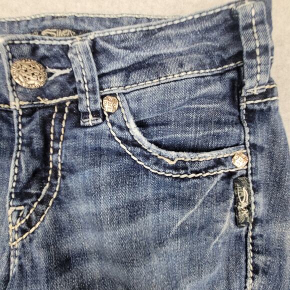 Silver Jeans Womens Size 26 Suki Mid Capri Distressed Embellished - Picture 5 of 16